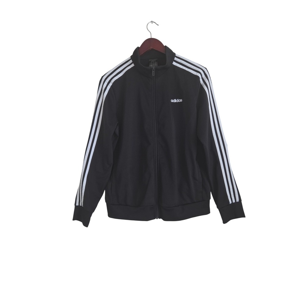 Adidas Women's 3 Stripes Track Jacket XL Black White Full Zip Athletic Sporty